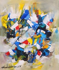 Mashkoor Raza, 24 x 30 Inch, Oil on Canvas, Abstract Painting, AC-MR-606